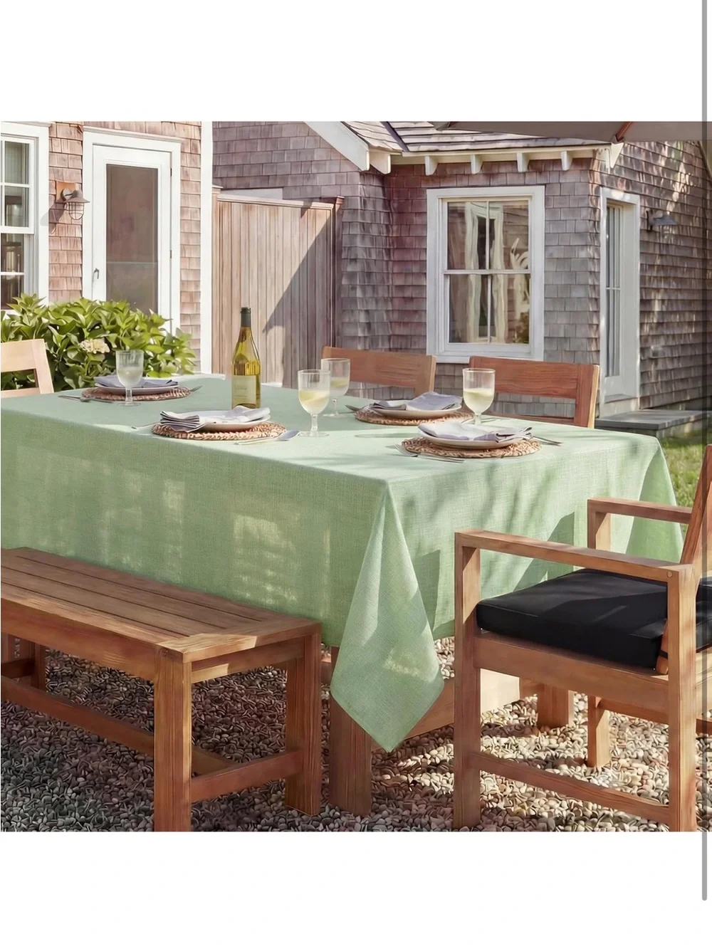 NEW Linen Rectangle Tablecloth, Sage Green Waterproof. Large. Heavy. Farmhouse.